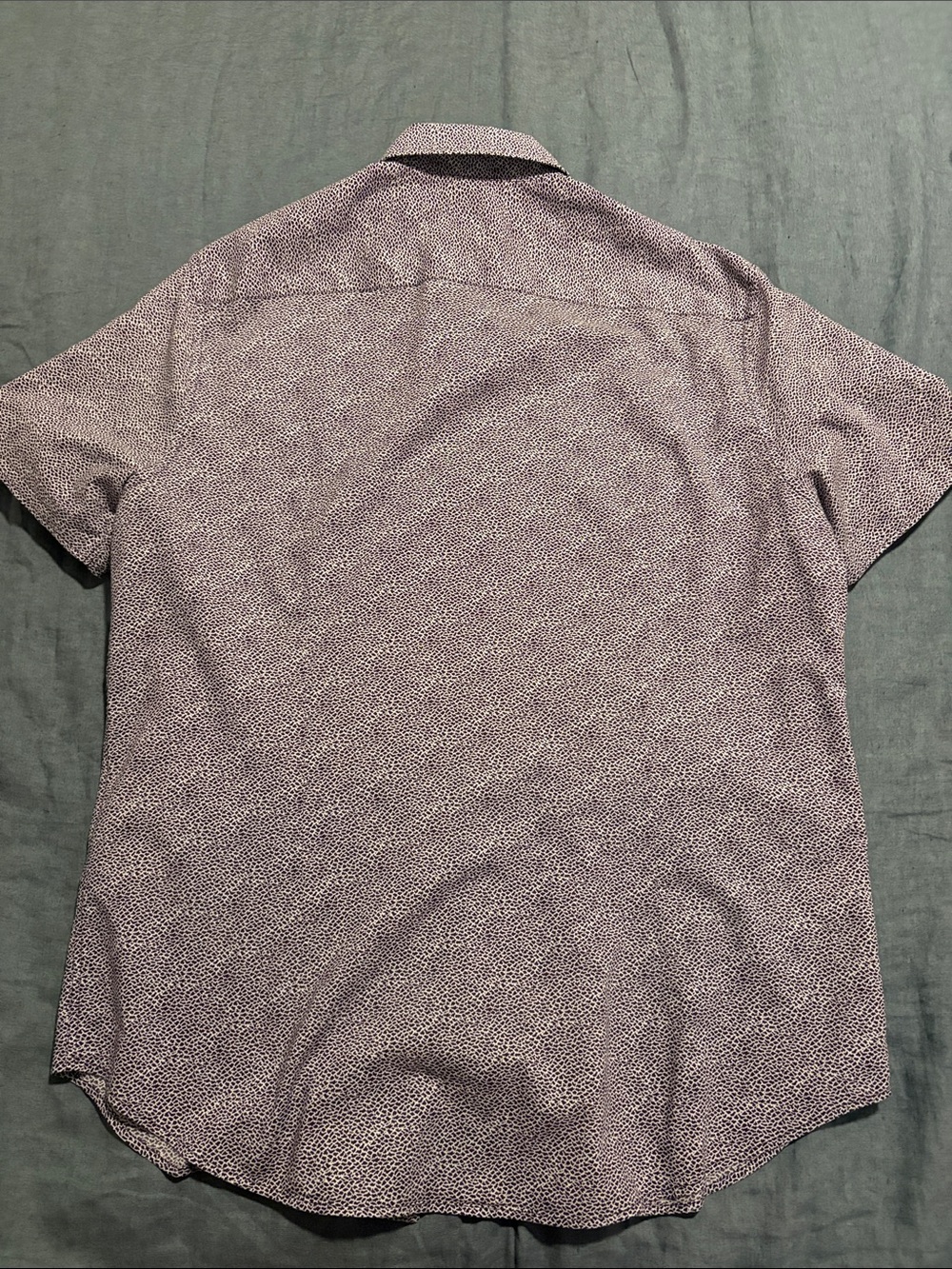 John Varvatos Short-Sleeve Button-Down Shirt in Purple Microprint - Picture 4 of 4
